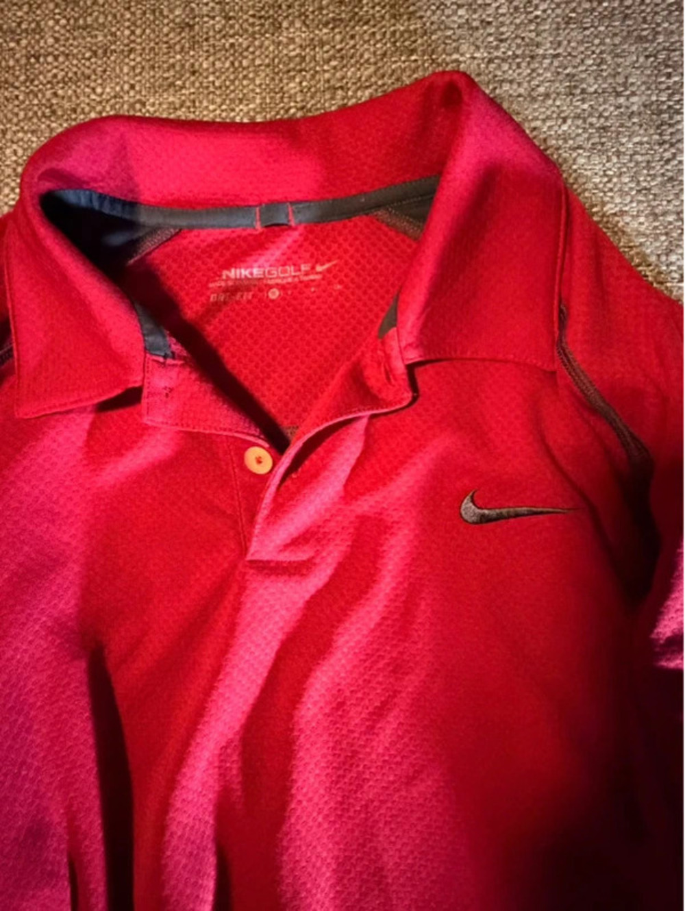 Nike Golf Men's Polo Shirt Size L Red and Gray Athletic